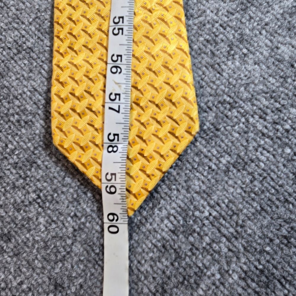 Ermenegildo Zegna Silk Tie Yellow Geometric Designer Necktie Italy - Picture 7 of 7